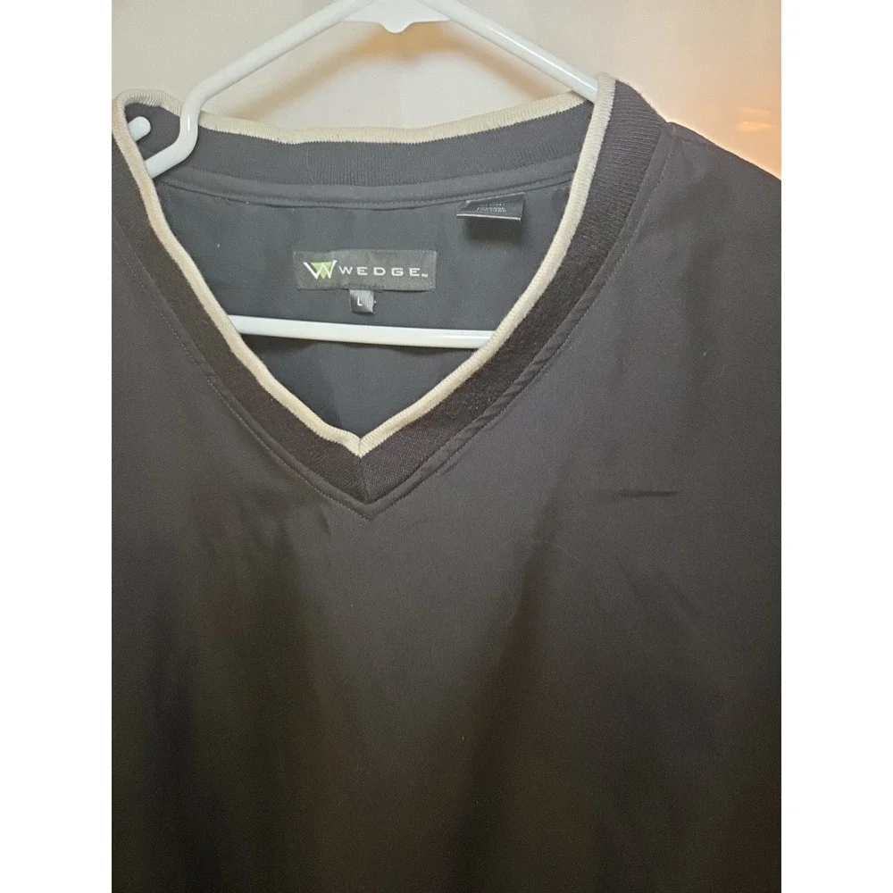 Wedge Golf Windbreaker Mens Large, Black‎ Long Sleeve V Neck Pullover